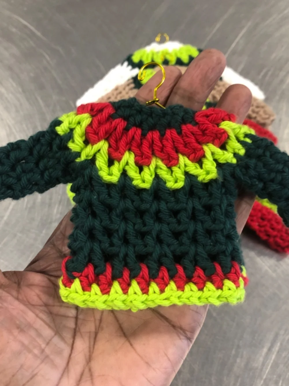 Mini Crochet Sweater Ornament, Gift Tag, Bag Accessory